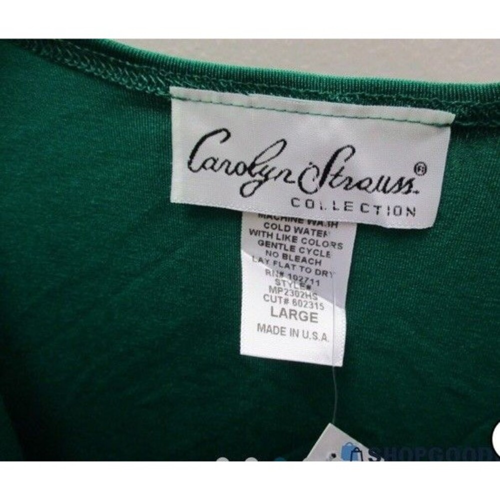 NWT Carolyn Strauss Collection Cardigan Sz L Green Open Front Knit Lagenlook - Picture 6 of 7